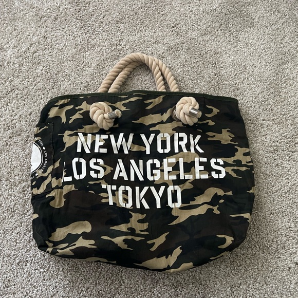 RARE Opening Ceremony reversible camo army green tote bag - Picture 4 of 8